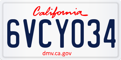CA license plate 6VCY034