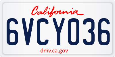 CA license plate 6VCY036