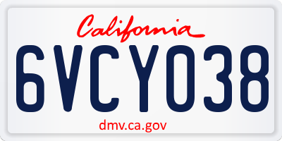CA license plate 6VCY038