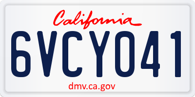 CA license plate 6VCY041