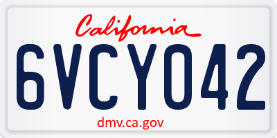 CA license plate 6VCY042