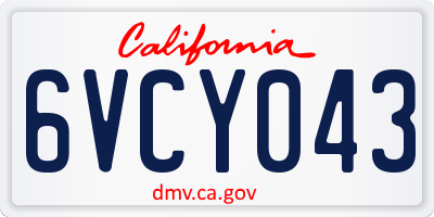 CA license plate 6VCY043