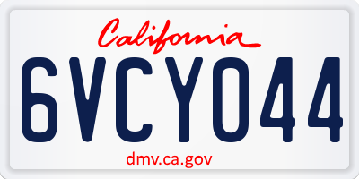 CA license plate 6VCY044