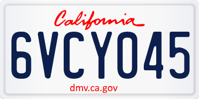 CA license plate 6VCY045
