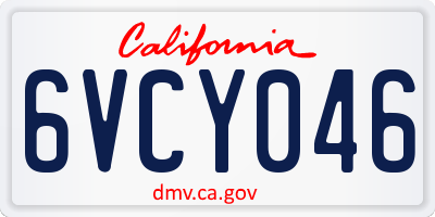 CA license plate 6VCY046