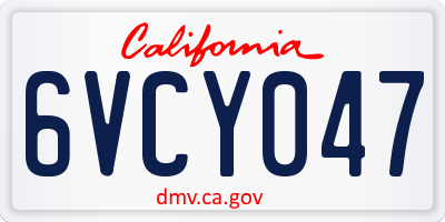 CA license plate 6VCY047