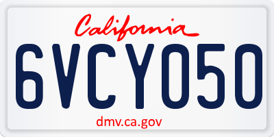 CA license plate 6VCY050