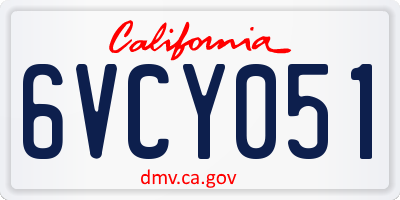 CA license plate 6VCY051