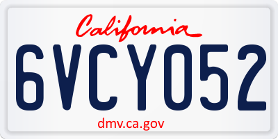 CA license plate 6VCY052