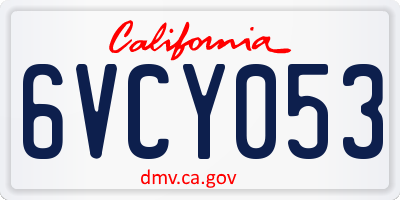 CA license plate 6VCY053