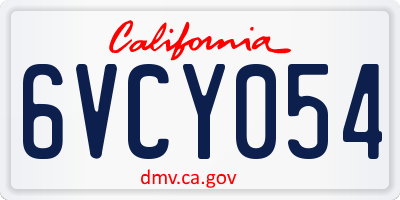 CA license plate 6VCY054