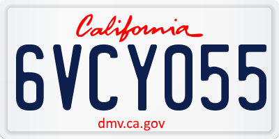 CA license plate 6VCY055