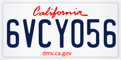 CA license plate 6VCY056
