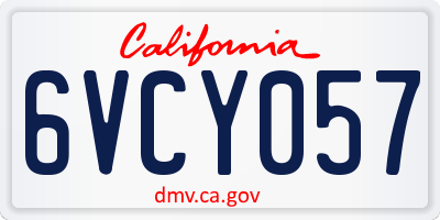 CA license plate 6VCY057