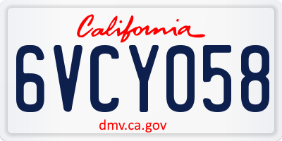 CA license plate 6VCY058