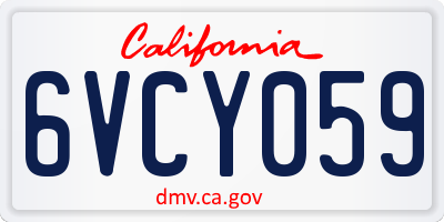 CA license plate 6VCY059