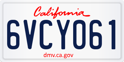 CA license plate 6VCY061