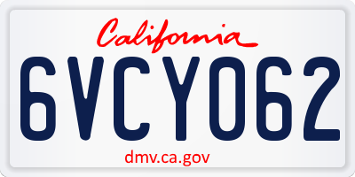 CA license plate 6VCY062