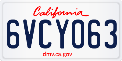 CA license plate 6VCY063