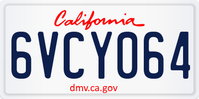 CA license plate 6VCY064