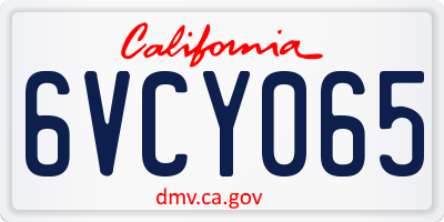CA license plate 6VCY065