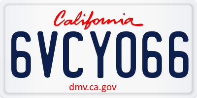 CA license plate 6VCY066