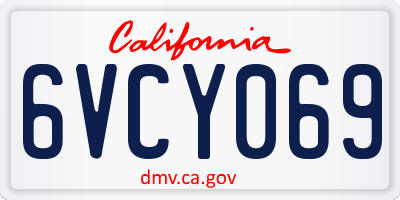 CA license plate 6VCY069