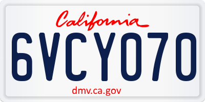 CA license plate 6VCY070
