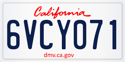 CA license plate 6VCY071