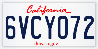 CA license plate 6VCY072