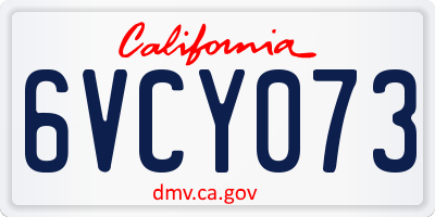 CA license plate 6VCY073