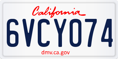 CA license plate 6VCY074