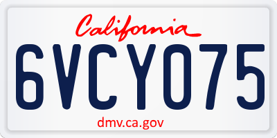 CA license plate 6VCY075