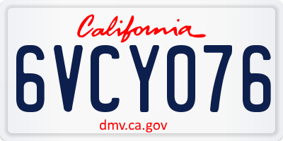 CA license plate 6VCY076