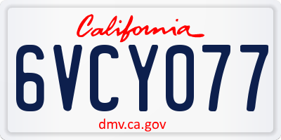 CA license plate 6VCY077