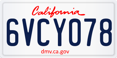 CA license plate 6VCY078