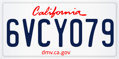 CA license plate 6VCY079