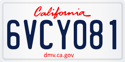 CA license plate 6VCY081