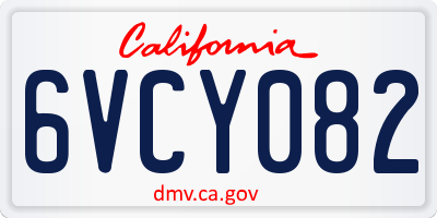 CA license plate 6VCY082
