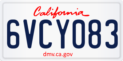CA license plate 6VCY083