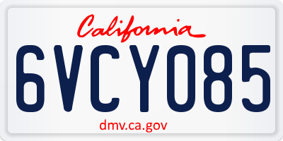 CA license plate 6VCY085