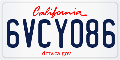 CA license plate 6VCY086