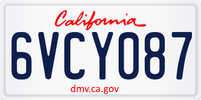 CA license plate 6VCY087