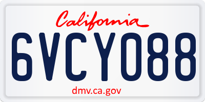 CA license plate 6VCY088