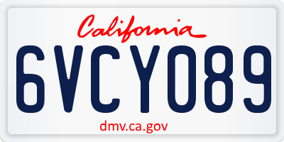 CA license plate 6VCY089