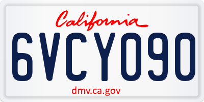 CA license plate 6VCY090