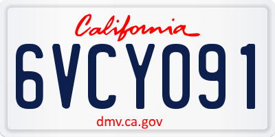 CA license plate 6VCY091