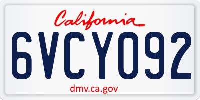 CA license plate 6VCY092