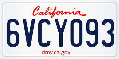 CA license plate 6VCY093