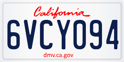 CA license plate 6VCY094